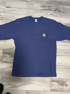 Carhartt Blue Pocket Tee with Logo Patch
